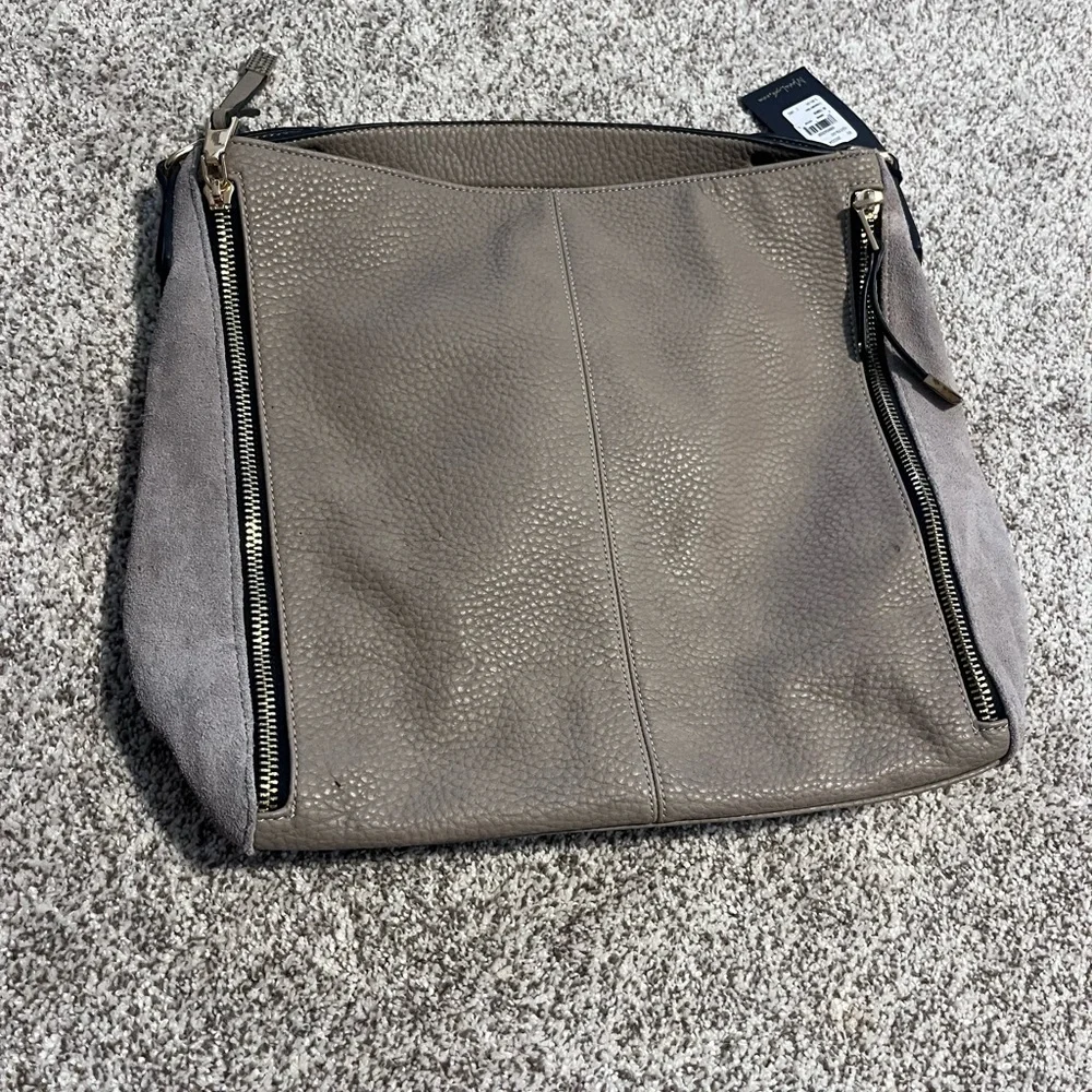 Moda Luxe Taupe Hobo Shoulder Bag Leather Suede Large Slouchy Boho Neutral Purse - Picture 11 of 16